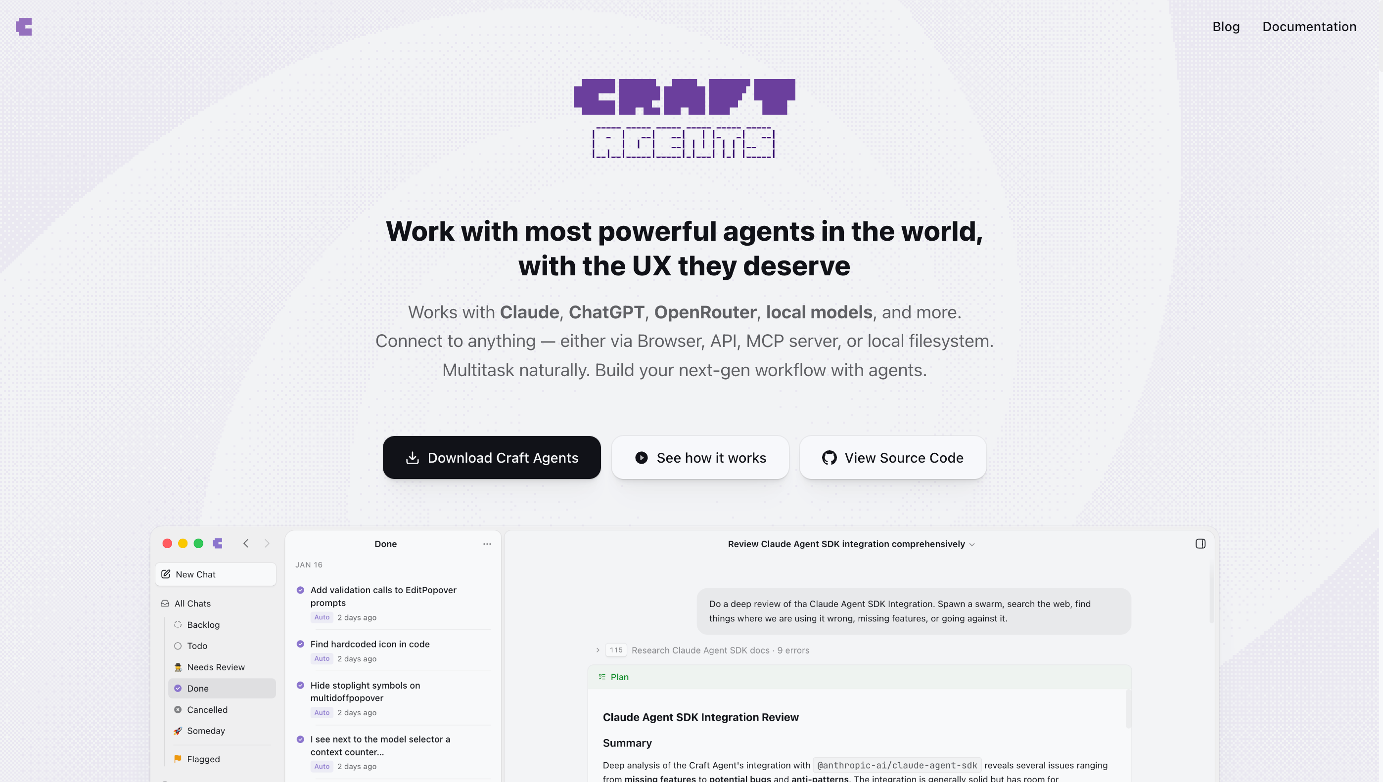 Craft Agents 官网首页