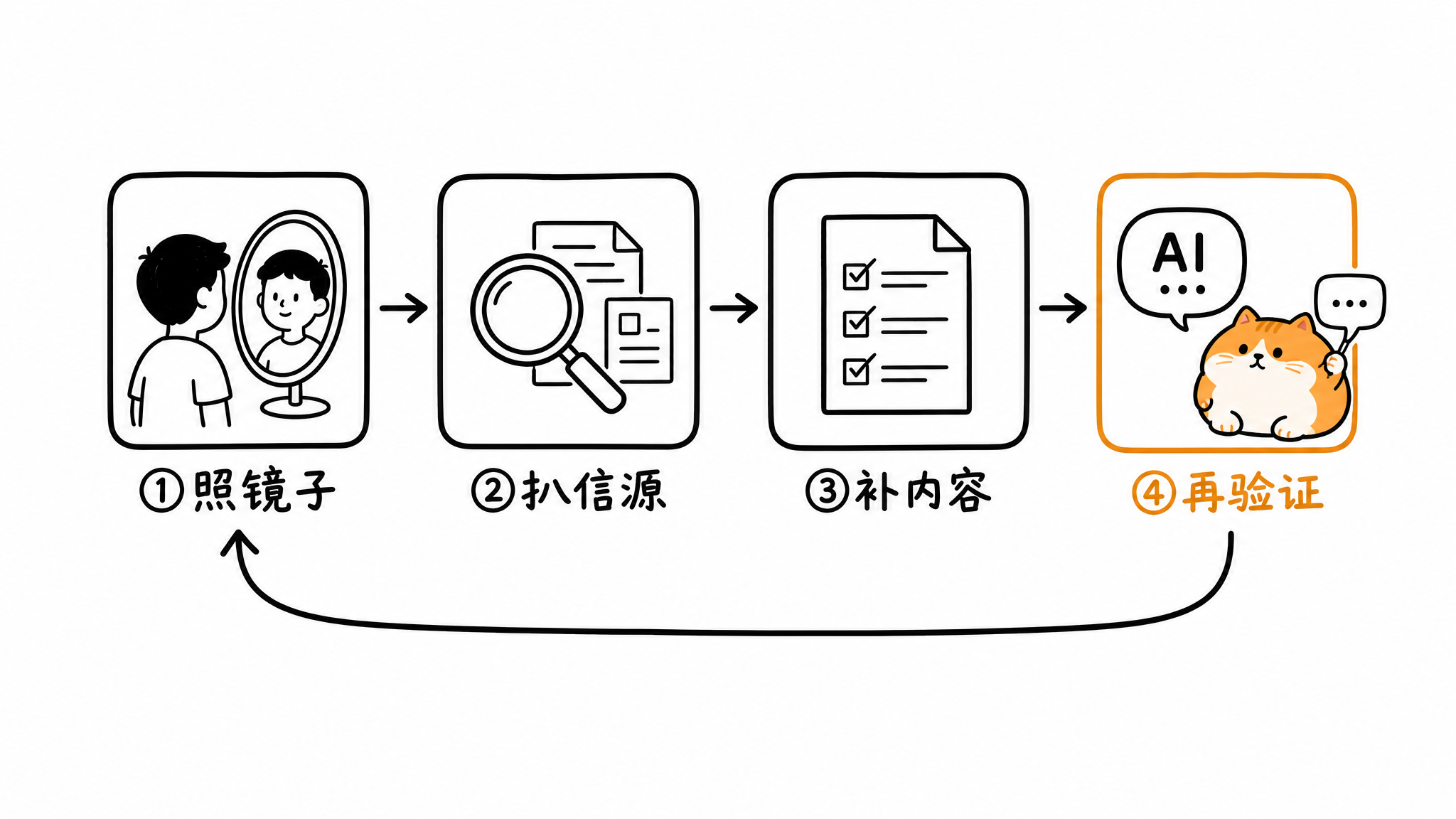 GEO 四步法：照镜子→扒信源→补内容→再验证